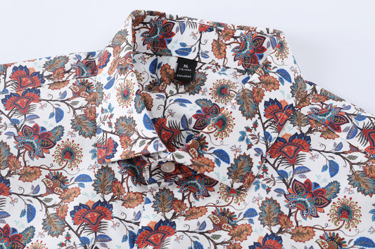 Multicolor Floral Print Casual Cotton Shirt