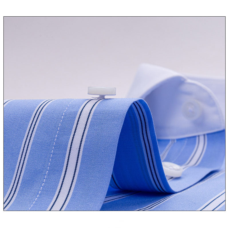 100s Cotton Contrast-Collar Long-Sleeve Non-Iron Striped Shirt