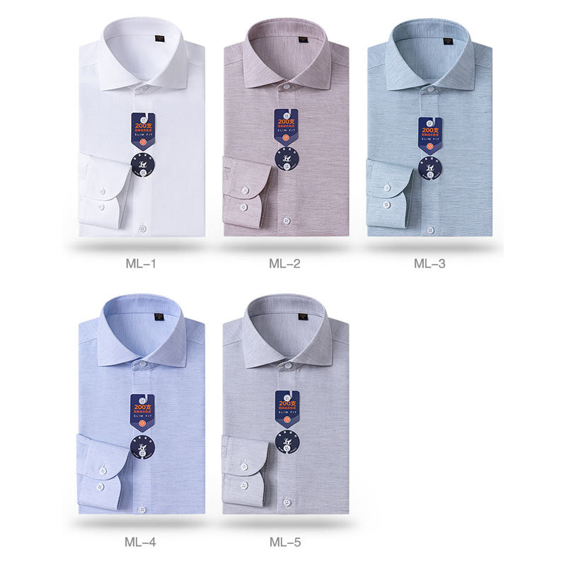 200s Cotton-Linen Non-Iron Lightweight Long-Sleeve Shirt