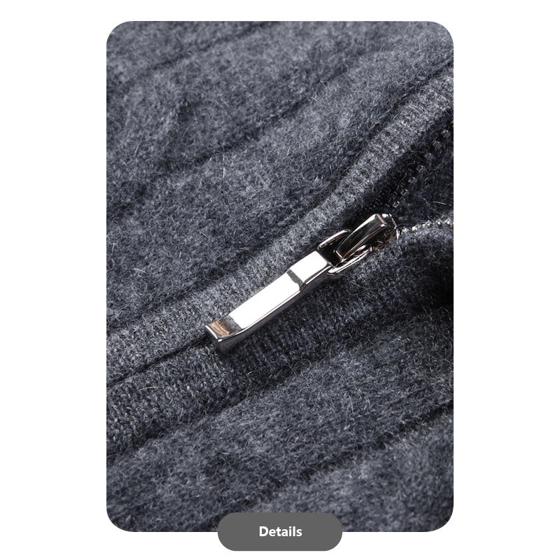 Luxury Men’s Winter Pure Cashmere Half-Zip Knitwear
