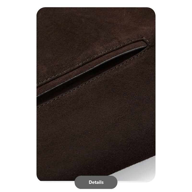 Men’s Genuine Sheepskin Suede Lapel Leather Jacket