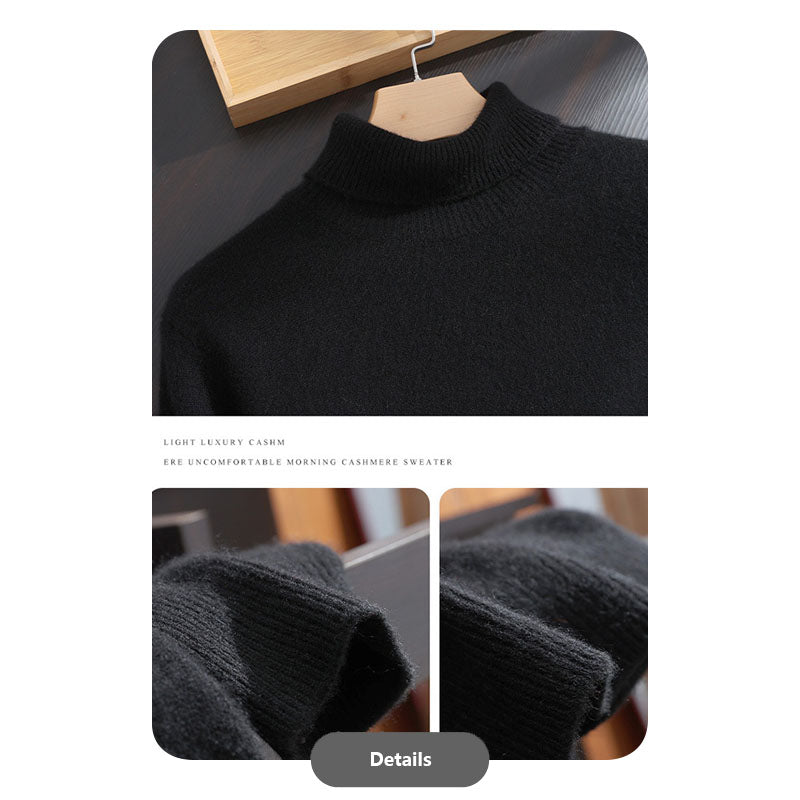 Men’s Luxury Winter 100% Goat Cashmere Turtleneck Knit Sweater