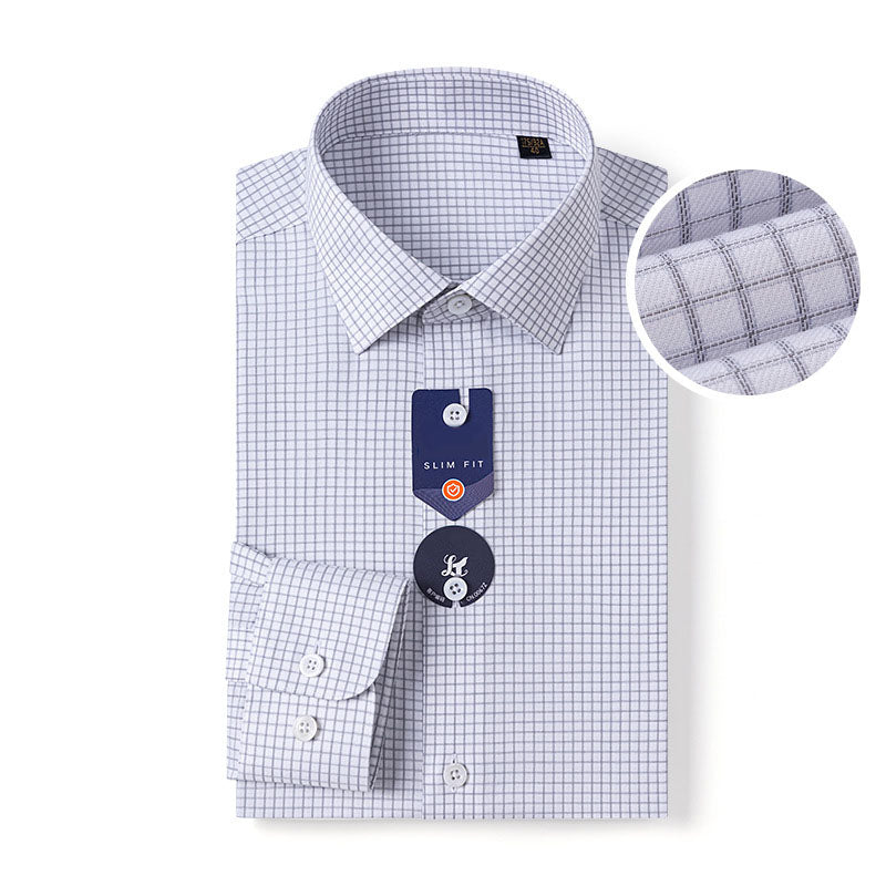 200s Silk-Cotton Non-Iron Long Sleeve Check Shirt