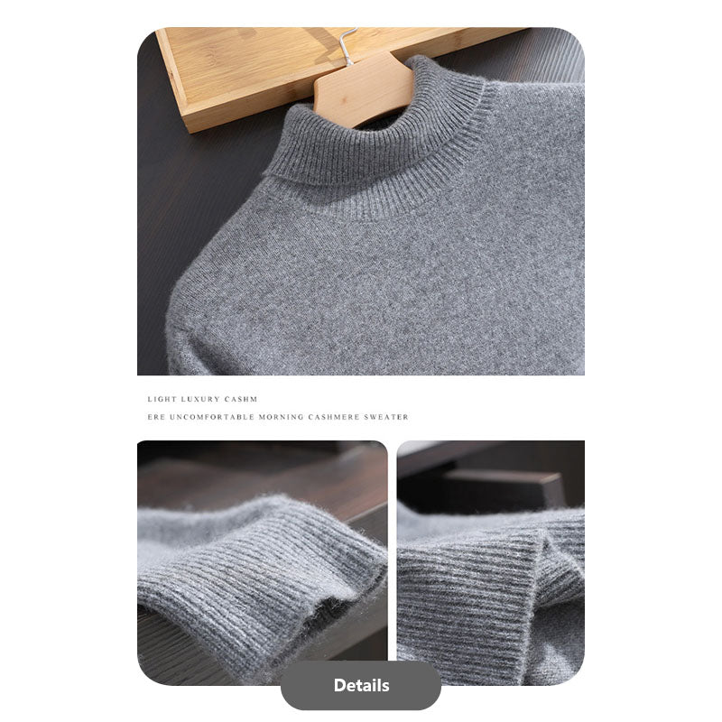 Men’s Luxury Winter 100% Goat Cashmere Turtleneck Knit Sweater