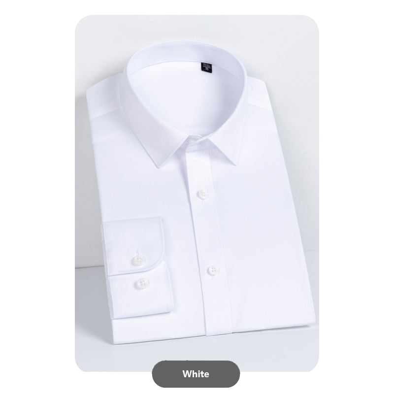 White Cotton Semi-Spread Collar Shirt