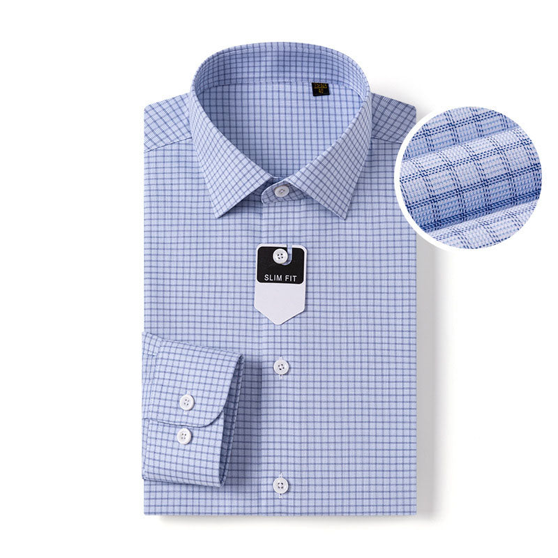 200s Cotton Long Sleeve Non-Iron Check Shirt