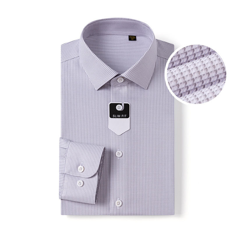 200s Cotton Non-Iron Jacquard Long-Sleeve Casual Shirt
