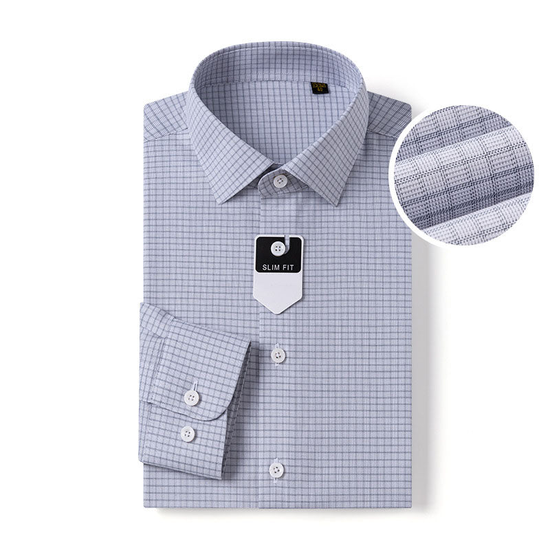 200s Cotton Long Sleeve Non-Iron Check Shirt