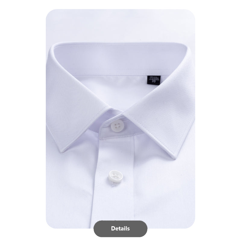 White Cotton Semi-Spread Collar Shirt