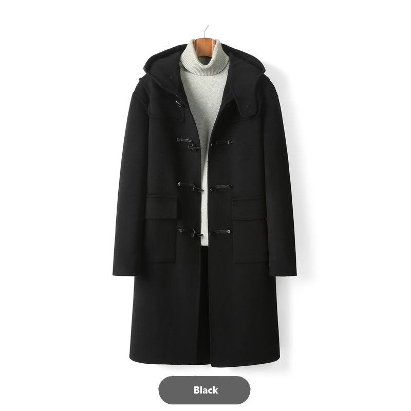 Hooded Pure Wool Double-Faced Duffle Coat