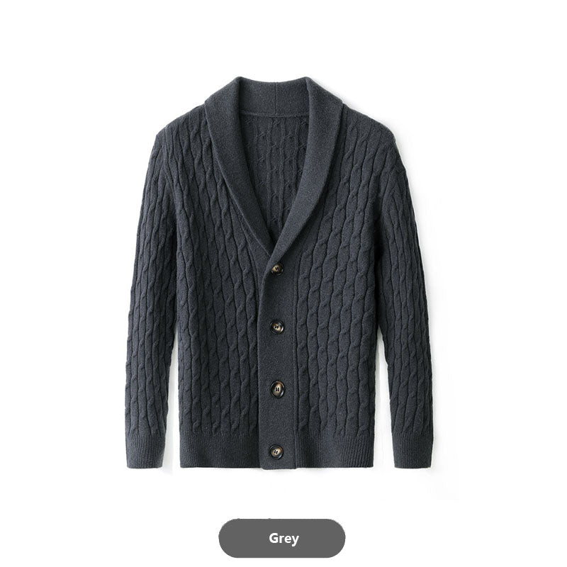 Cable Knit Shawl Collar Cardigan