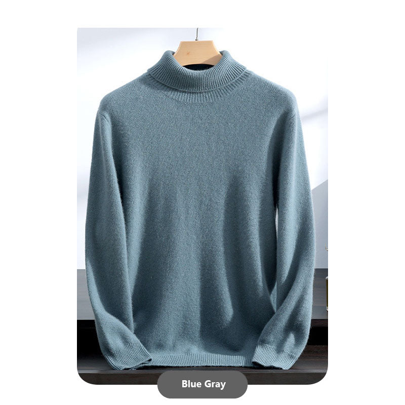 Men’s Luxury Winter 100% Goat Cashmere Turtleneck Knit Sweater