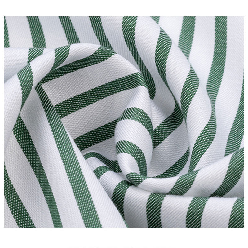 200s Silk-Cotton Non-Iron Green Stripe Long-Sleeve Shirt