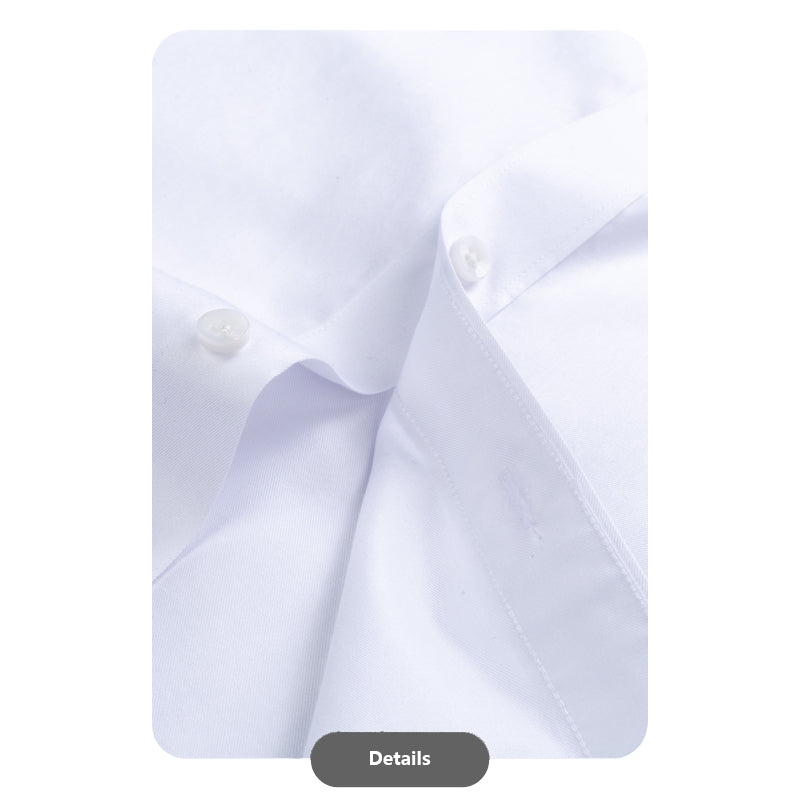 White Cotton Semi-Spread Collar Shirt