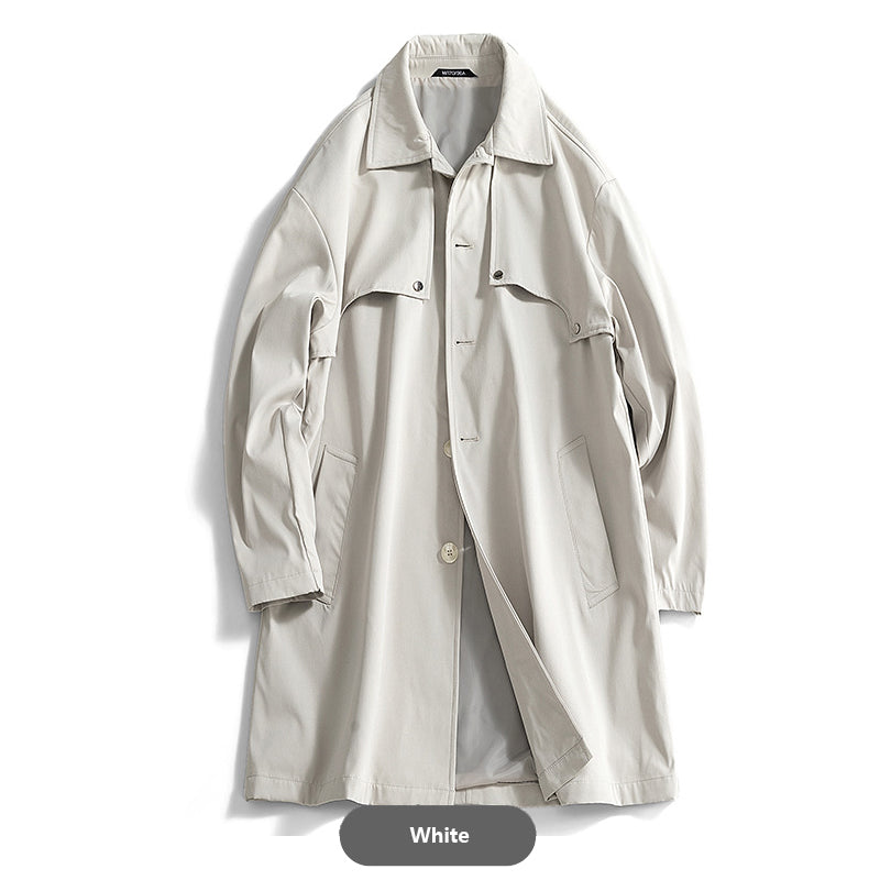 Mid-Length Casual Trench Coat with Lapel Collar