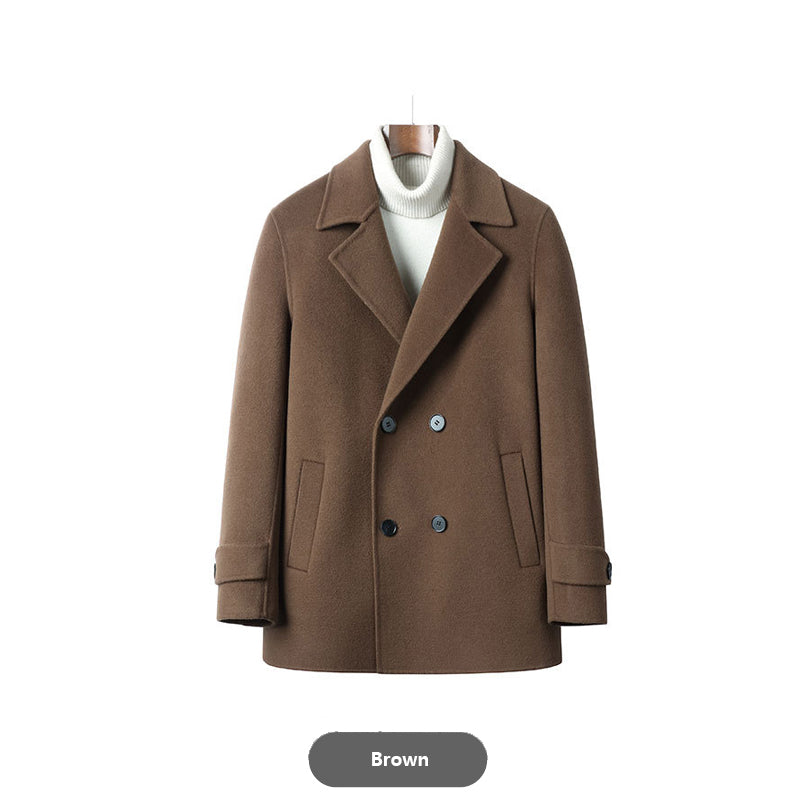 Short Double-Breasted Wool Coat