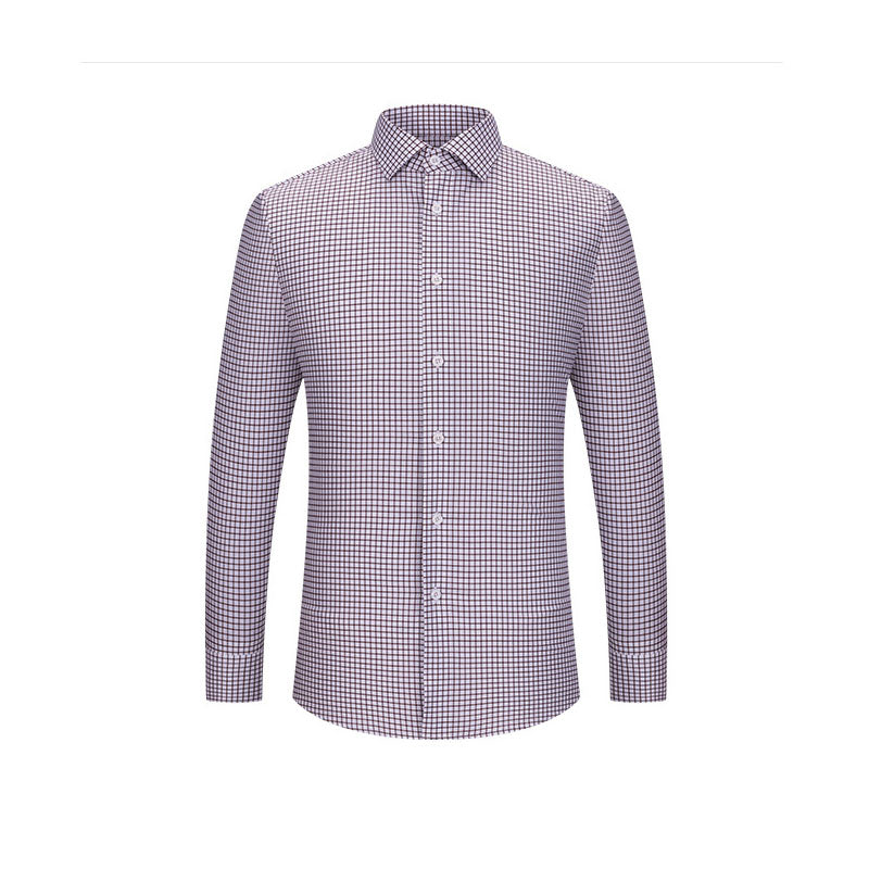 200s Cotton Non-Iron Check Long-Sleeve Casual Shirt