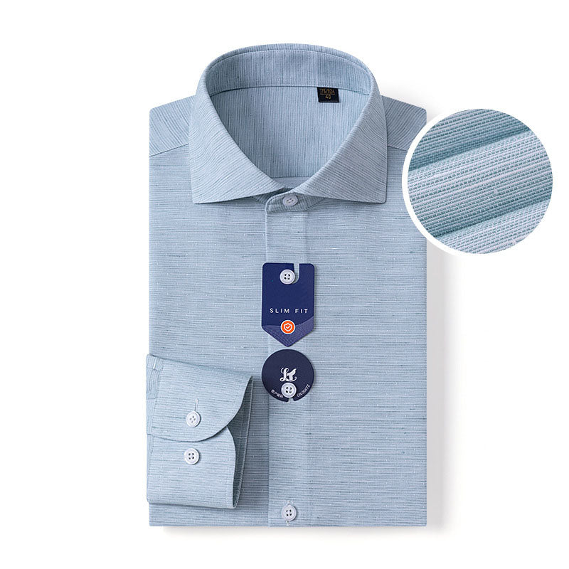 200s Cotton-Linen Non-Iron Lightweight Long-Sleeve Shirt