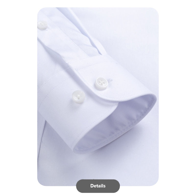 White Cotton Semi-Spread Collar Shirt
