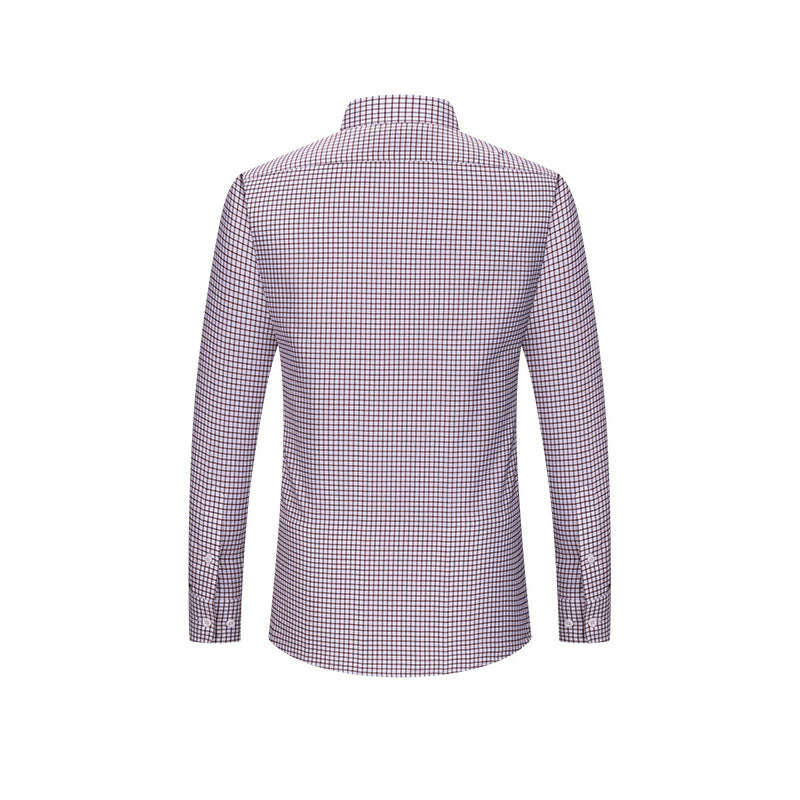 200s Cotton Non-Iron Check Long-Sleeve Casual Shirt