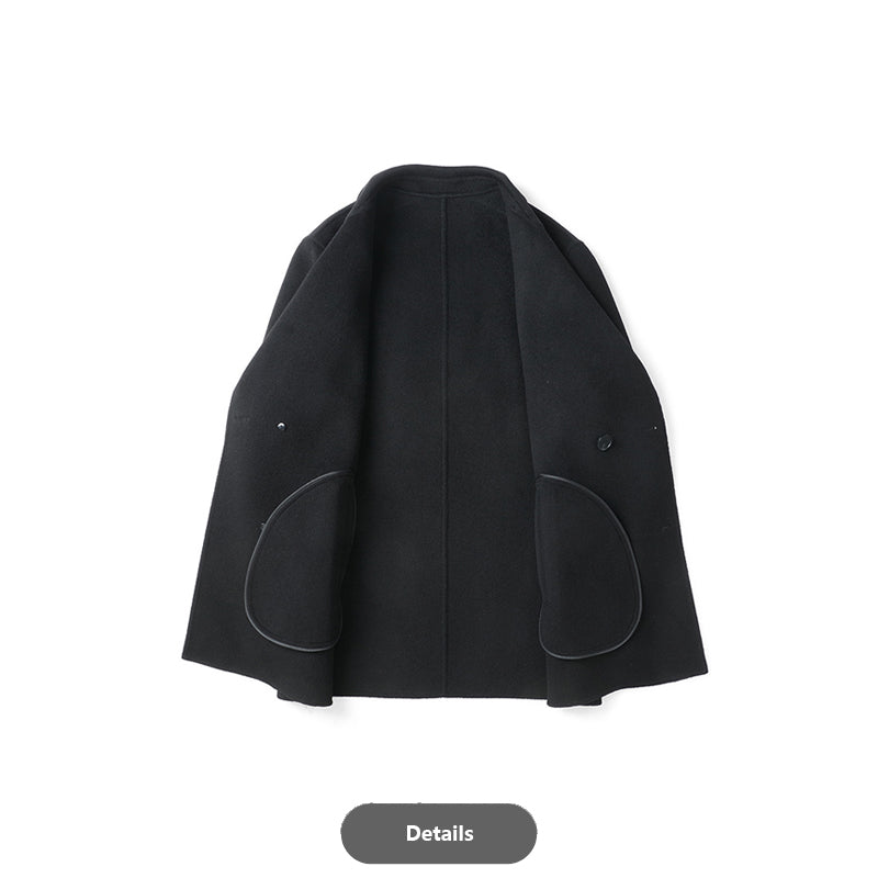 Short Double-Breasted Wool Coat