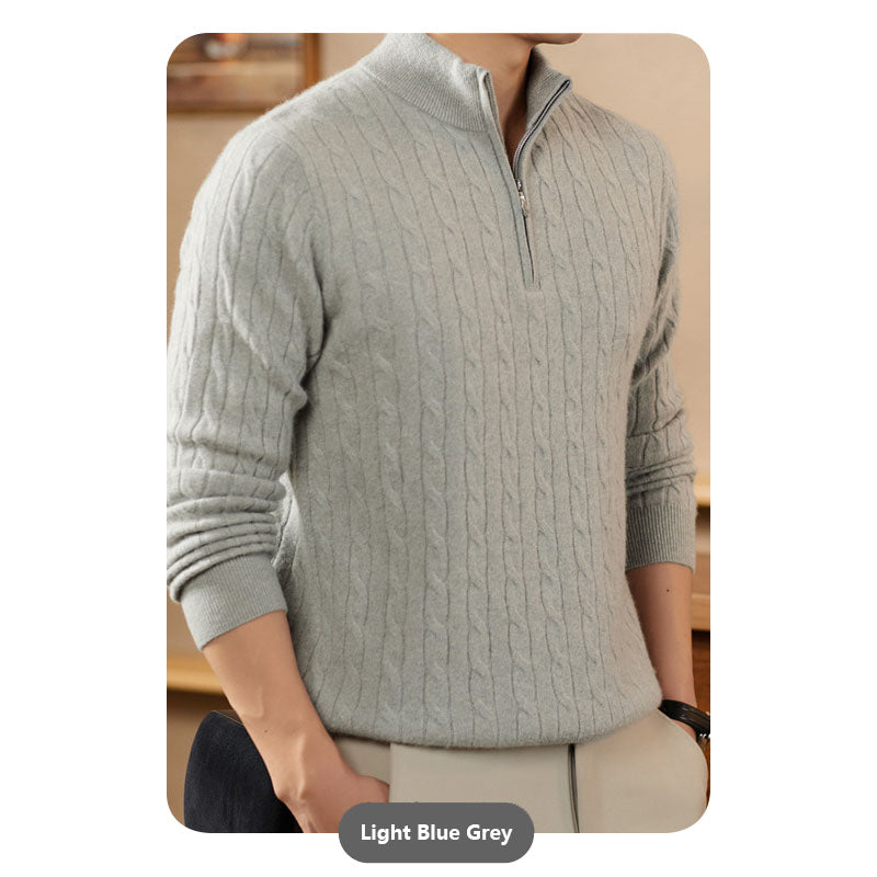 Goat Cashmere Half-Zip Knit Sweater