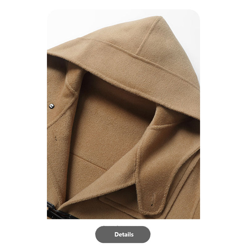 Hooded Pure Wool Double-Faced Duffle Coat