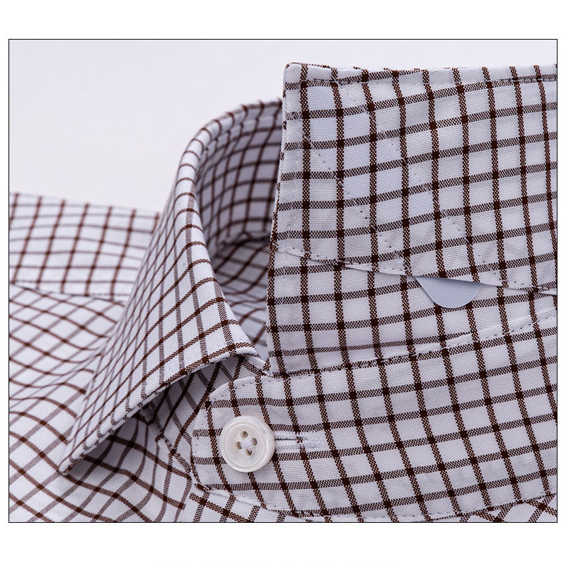 200s Cotton Non-Iron Check Long-Sleeve Casual Shirt