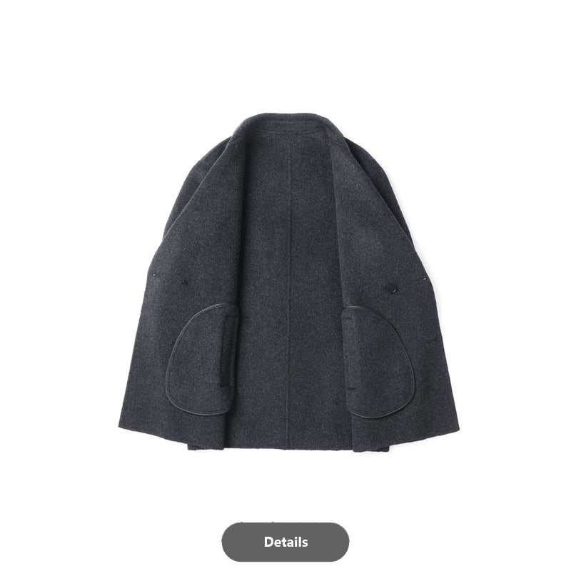 Short Double-Breasted Wool Coat