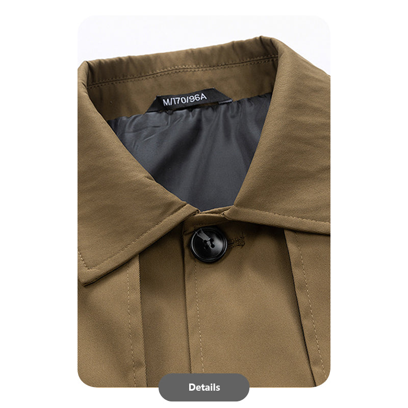 Mid-Length Casual Trench Coat with Lapel Collar