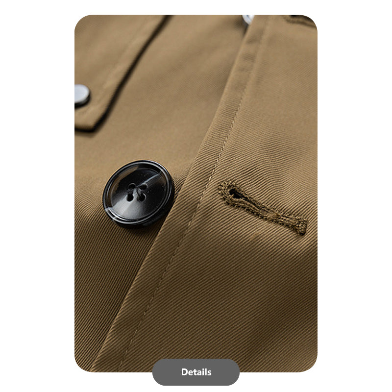 Mid-Length Casual Trench Coat with Lapel Collar