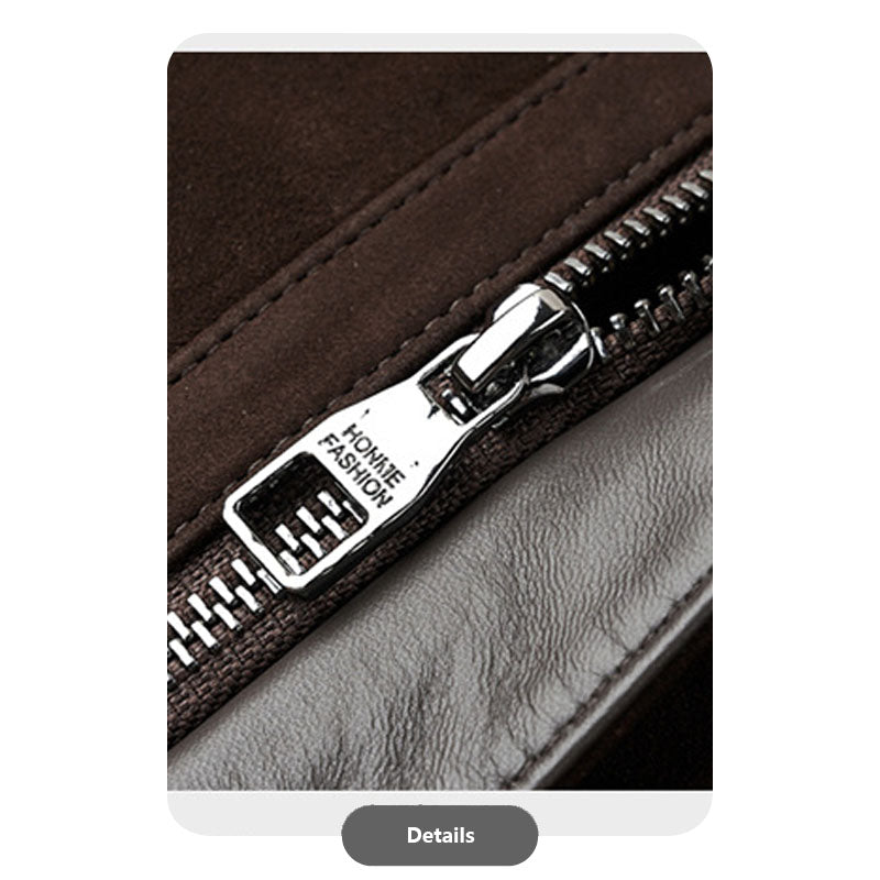 Men’s Genuine Sheepskin Suede Lapel Leather Jacket