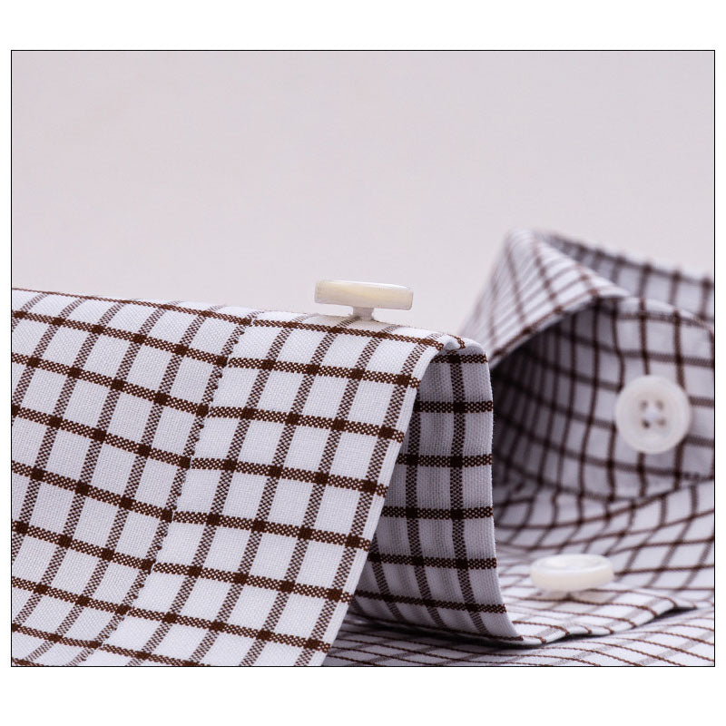 200s Cotton Non-Iron Check Long-Sleeve Casual Shirt