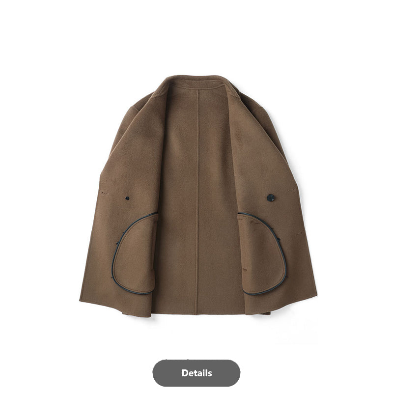 Short Double-Breasted Wool Coat