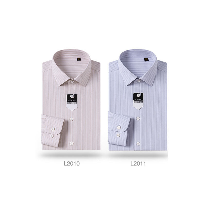200s Cotton Non-Iron Pinstripe Long-Sleeve Shirt