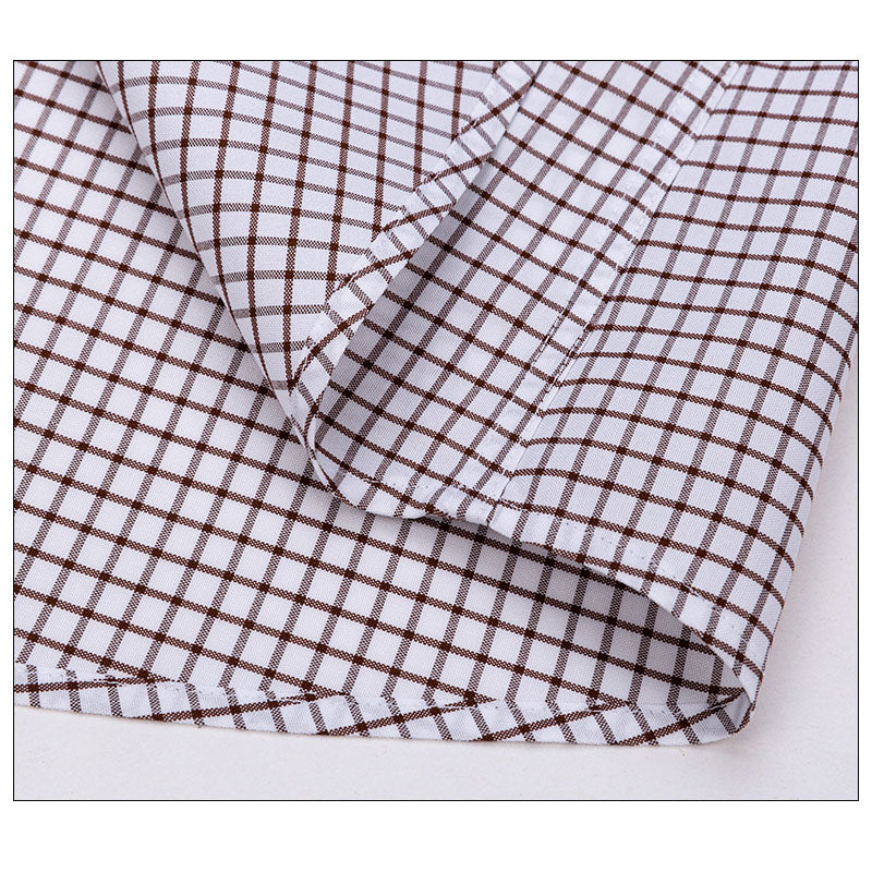 200s Cotton Non-Iron Check Long-Sleeve Casual Shirt