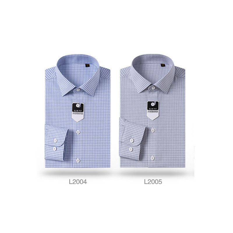 200s Cotton Long Sleeve Non-Iron Check Shirt