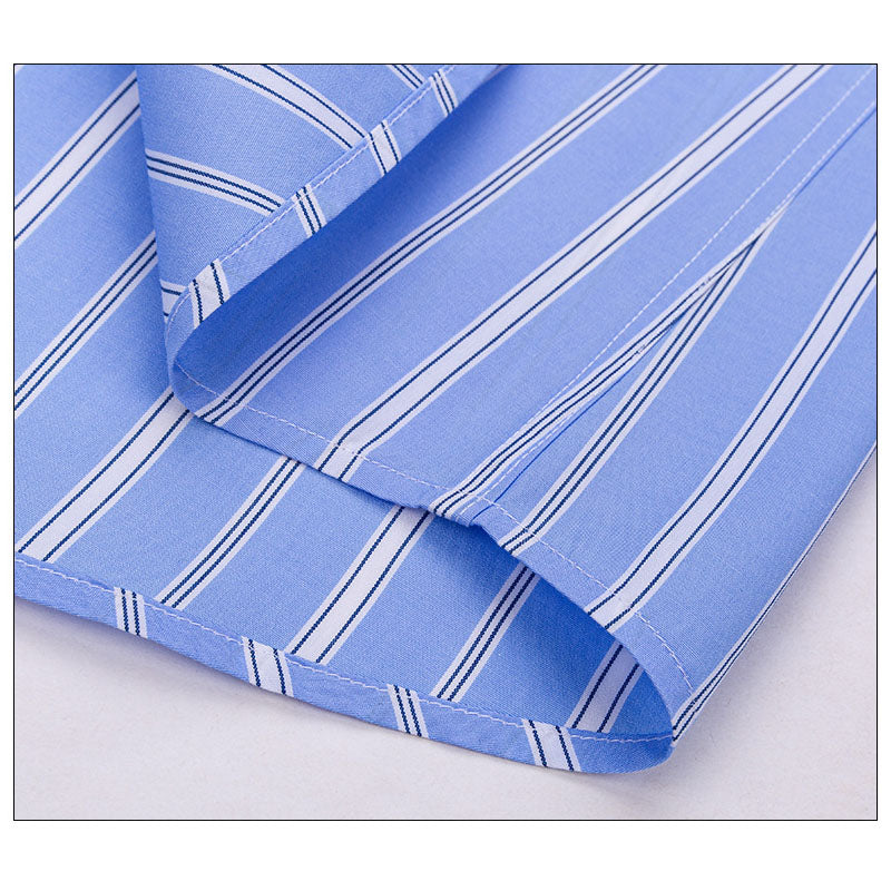 100s Cotton Contrast-Collar Long-Sleeve Non-Iron Striped Shirt