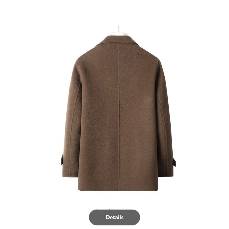 Short Double-Breasted Wool Coat
