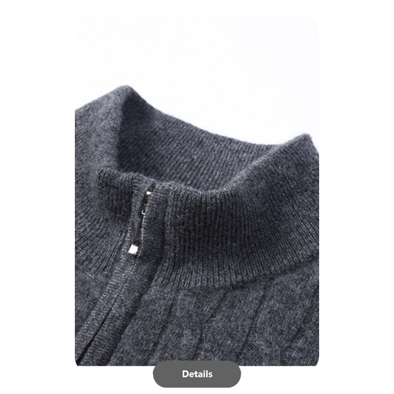 Goat Cashmere Half-Zip Knit Sweater