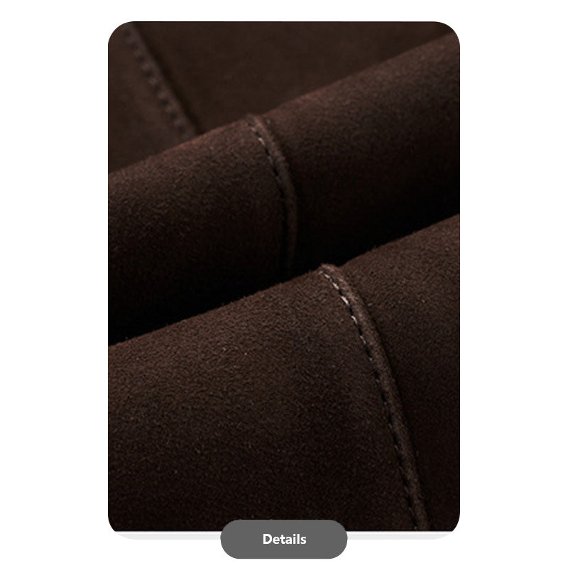 Men’s Genuine Sheepskin Suede Lapel Leather Jacket