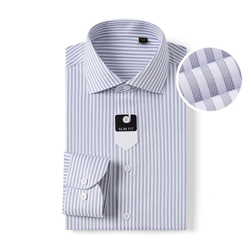200s Cotton Long-Sleeve Non-Iron Striped Shirt with Windsor Collar