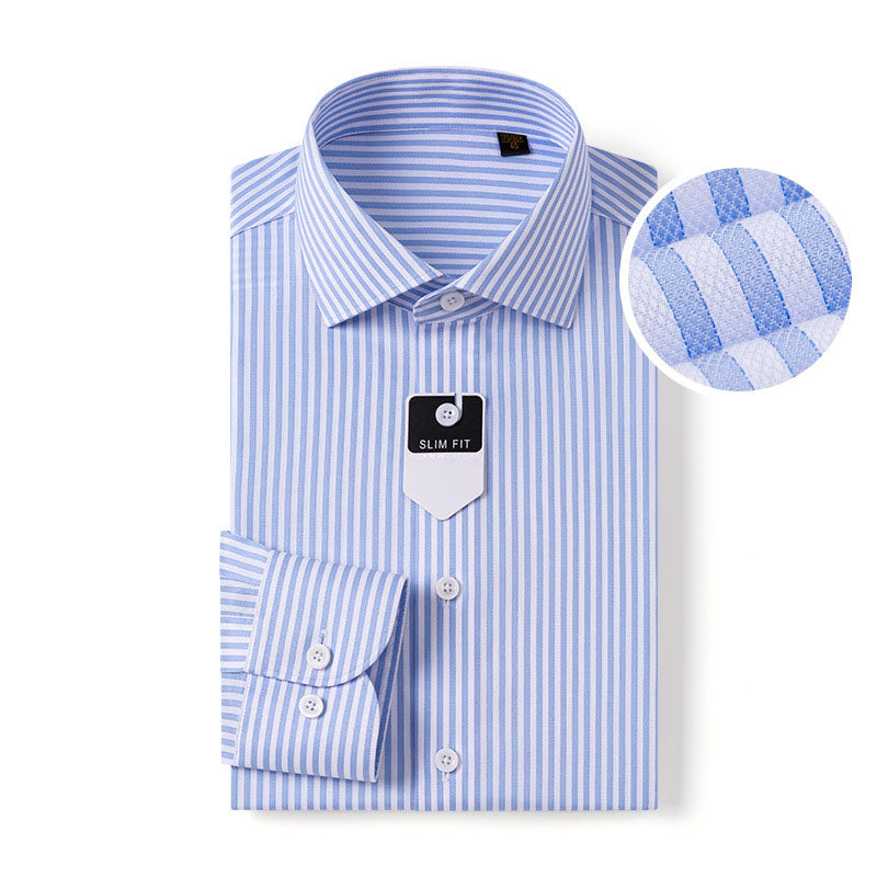 200s Cotton Long-Sleeve Non-Iron Striped Shirt with Windsor Collar