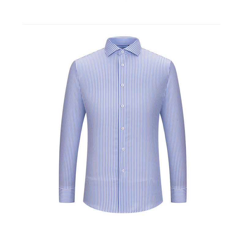200s Cotton Long-Sleeve Non-Iron Striped Shirt with Windsor Collar
