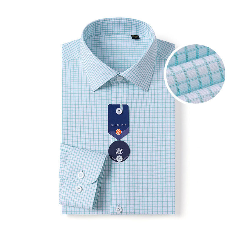 200s Silk-Cotton Non-Iron Long Sleeve Check Shirt