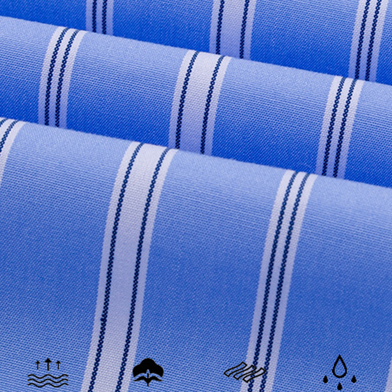 100s Cotton Contrast-Collar Long-Sleeve Non-Iron Striped Shirt