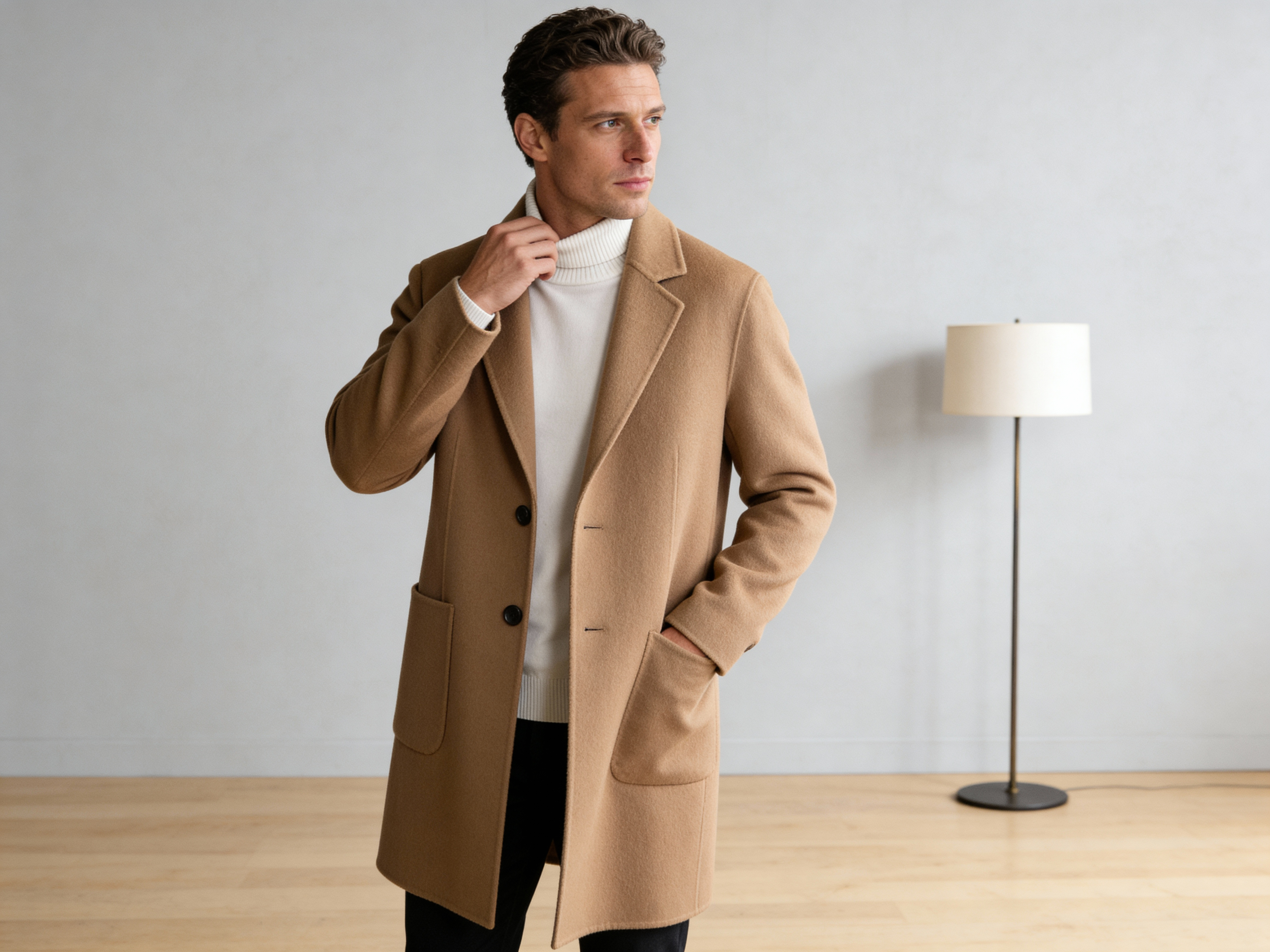 Single-Breasted Wool Coat
