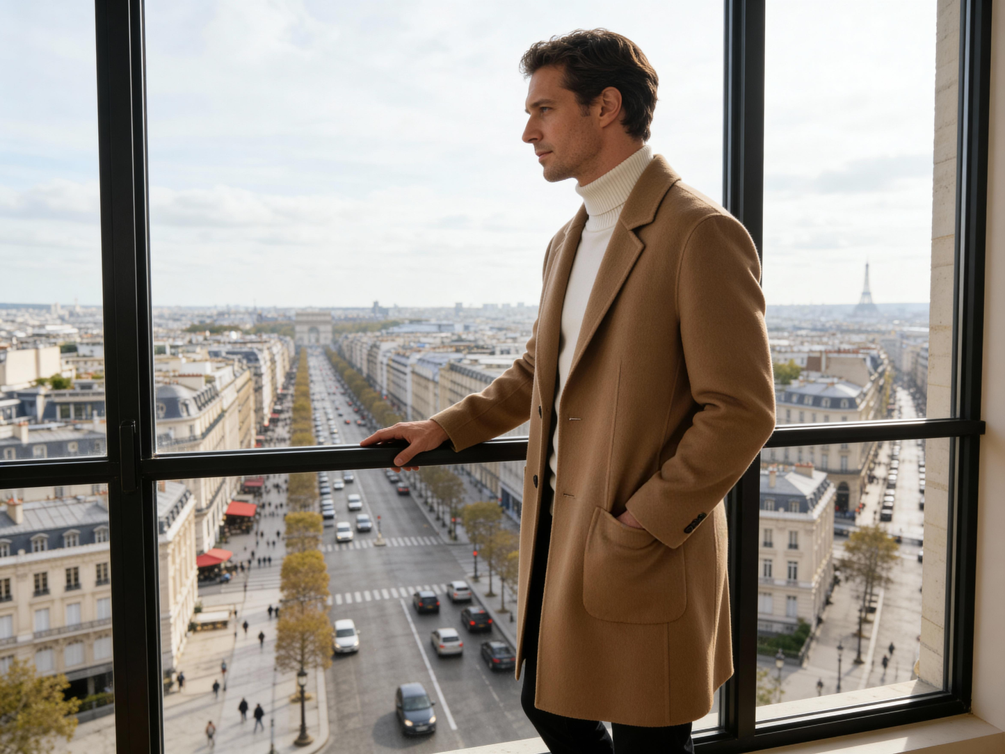 Men’s High-End Double-Faced Wool Cashmere Single-Breasted Coat