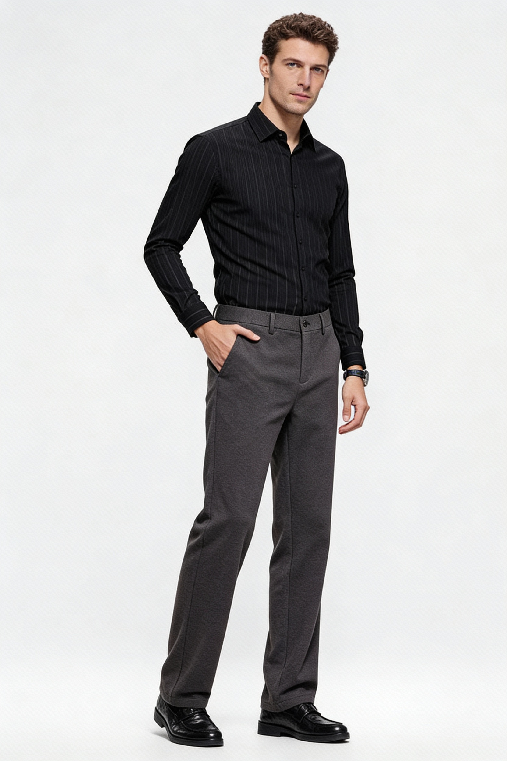 Wool Blend Business Casual Pants