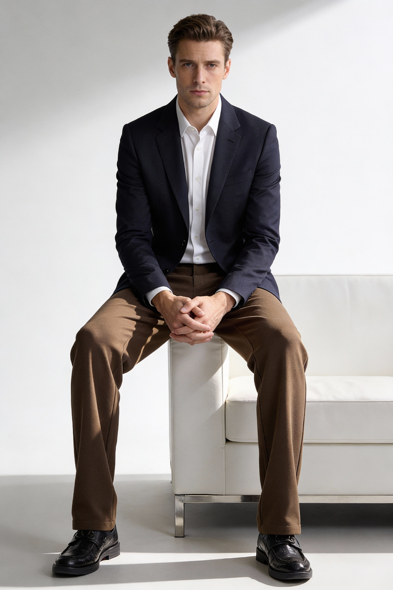 Wool Blend Business Casual Pants